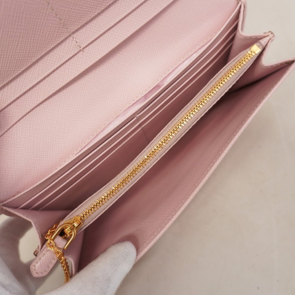 Prada Saffiano Leather Long Wallet, Pink, Women's, P1035694 - Picture 3 of 15